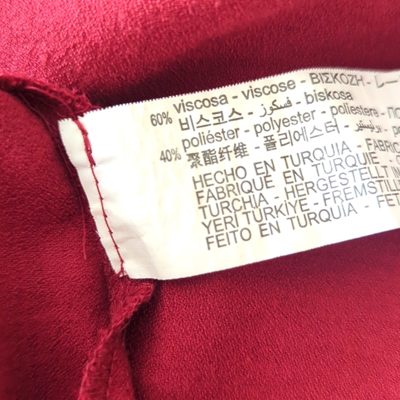 ZARA CRANBERRY BUTTON FRONT ACCENT WAIST DRESS SMALL - Picture 13 of 13